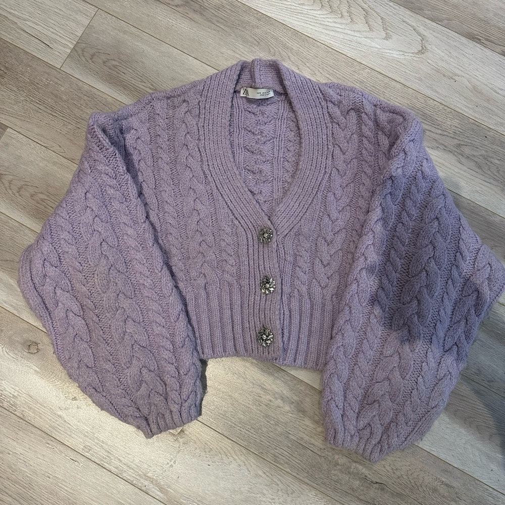 Zara Lavender Cable Knit Sweater - Picture 3 of 3